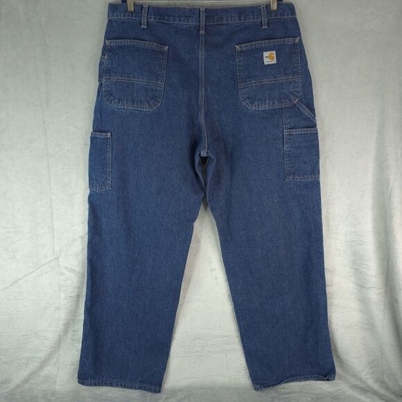Carhartt FR Flame Resistant Carpenter Blue Denim Work Jeans FRB13-DNM 40x30 - Picture 2 of 13